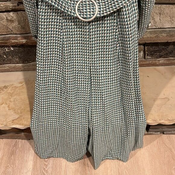 Vintage Y2K Kenzie Woven Brown and Turquoise Wool Blend Trench Coat - Picture 10 of 10